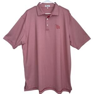 Peter Millar Summer Comfort Golf Polo Short Sleeve Collar Red Stripe Men XL Logo